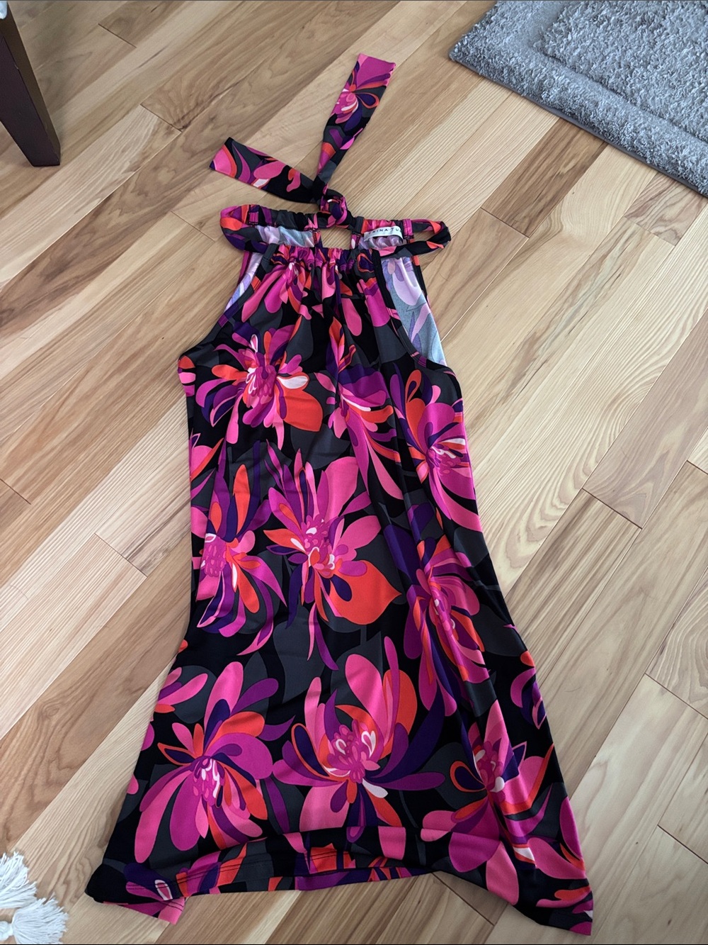 Trina Turk Pink & Purple Floral Halter Dress